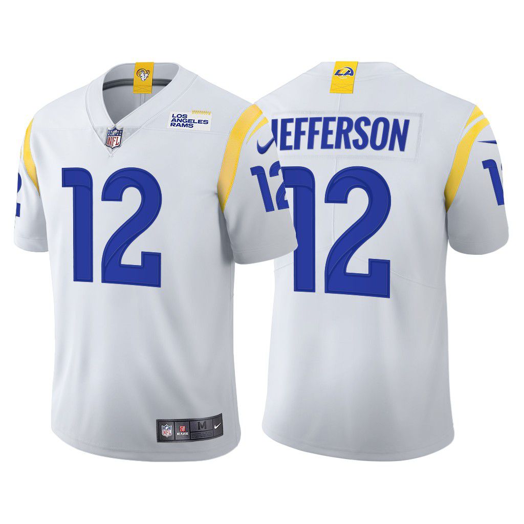 Cheap Men Los Angeles Rams 12 Van Jefferson Nike White Limited NFL Jersey